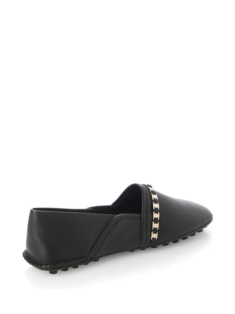 Ferragamo chain-strap leather ballet flats Zwart