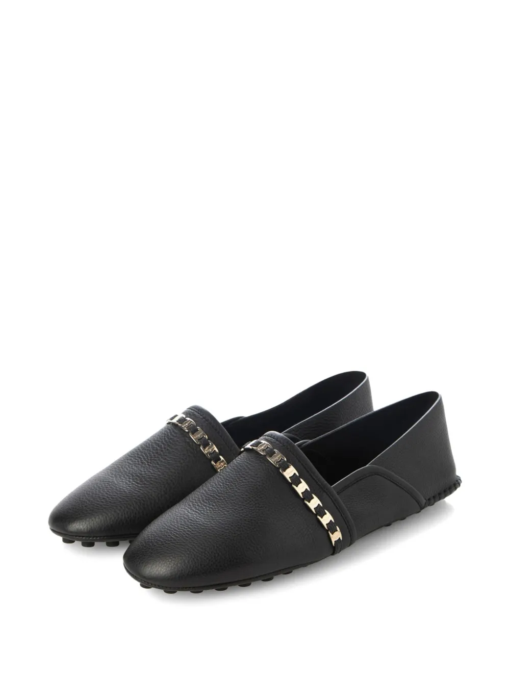 Ferragamo chain-strap leather ballet flats - Schwarz