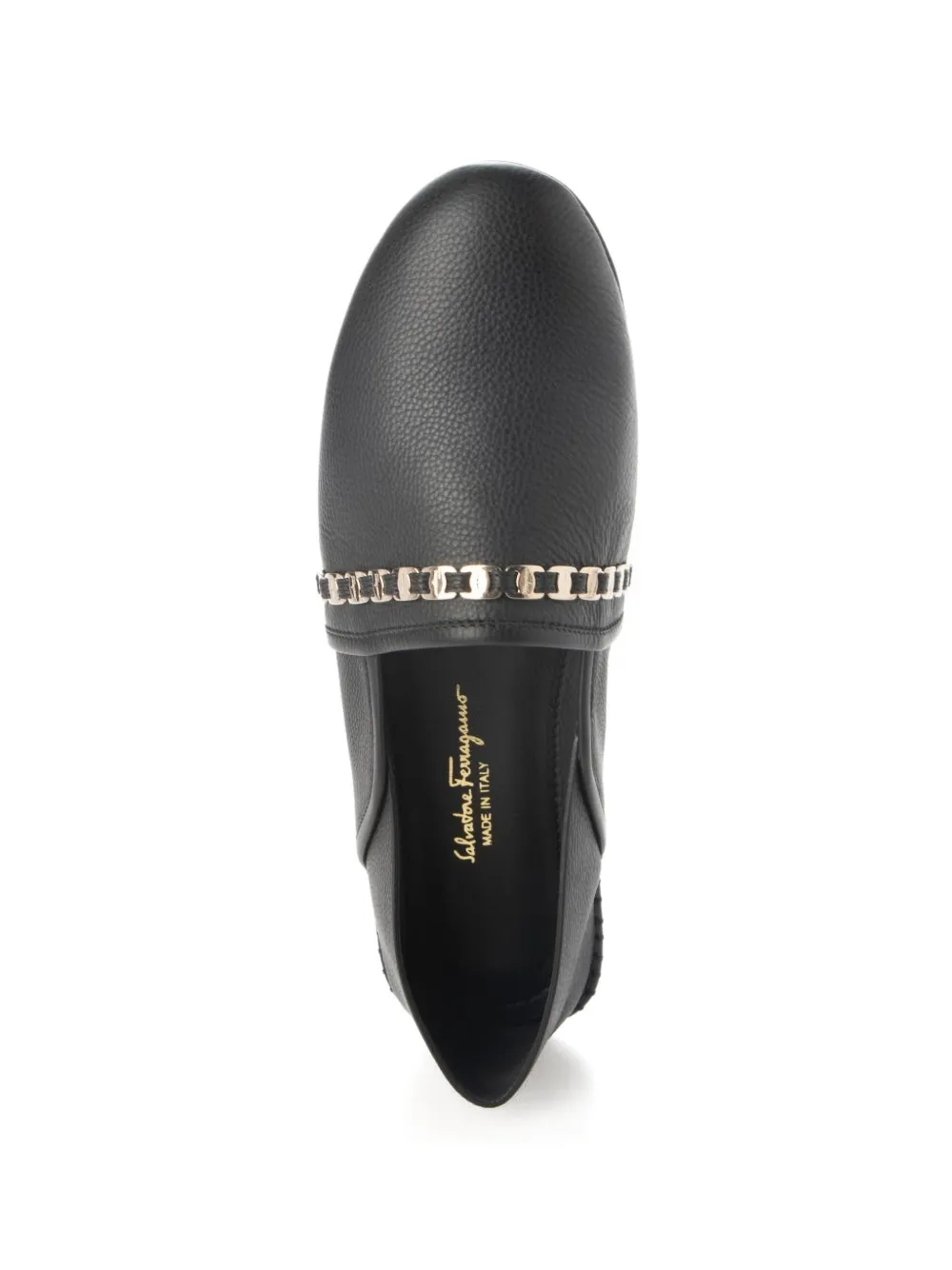 Ferragamo chain-strap leather ballet flats Zwart