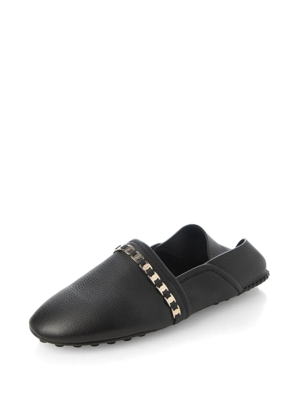Ferragamo chain-strap leather ballet flats Zwart