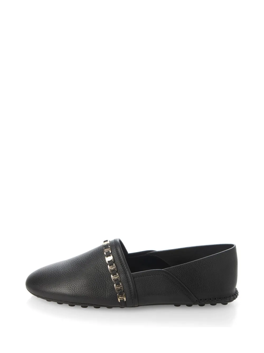 Ferragamo chain-strap leather ballet flats Zwart
