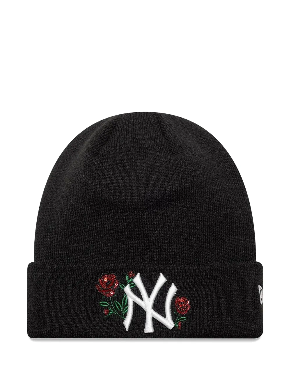 NEW ERA CAP New York Yankees MLB sequin-embellished rose-embroidered beanie hat - Nero