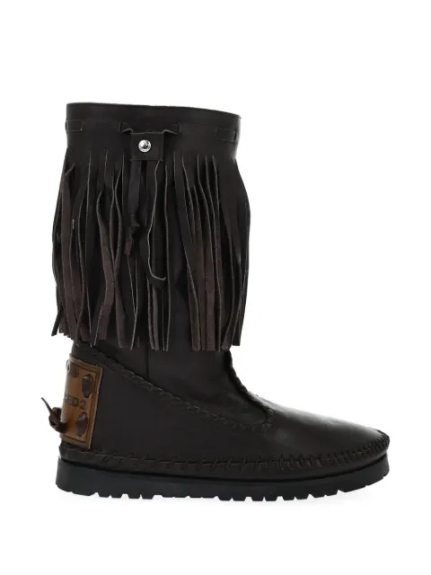 DSQUARED2 fringe-trim whipstitch-detail ankle boots