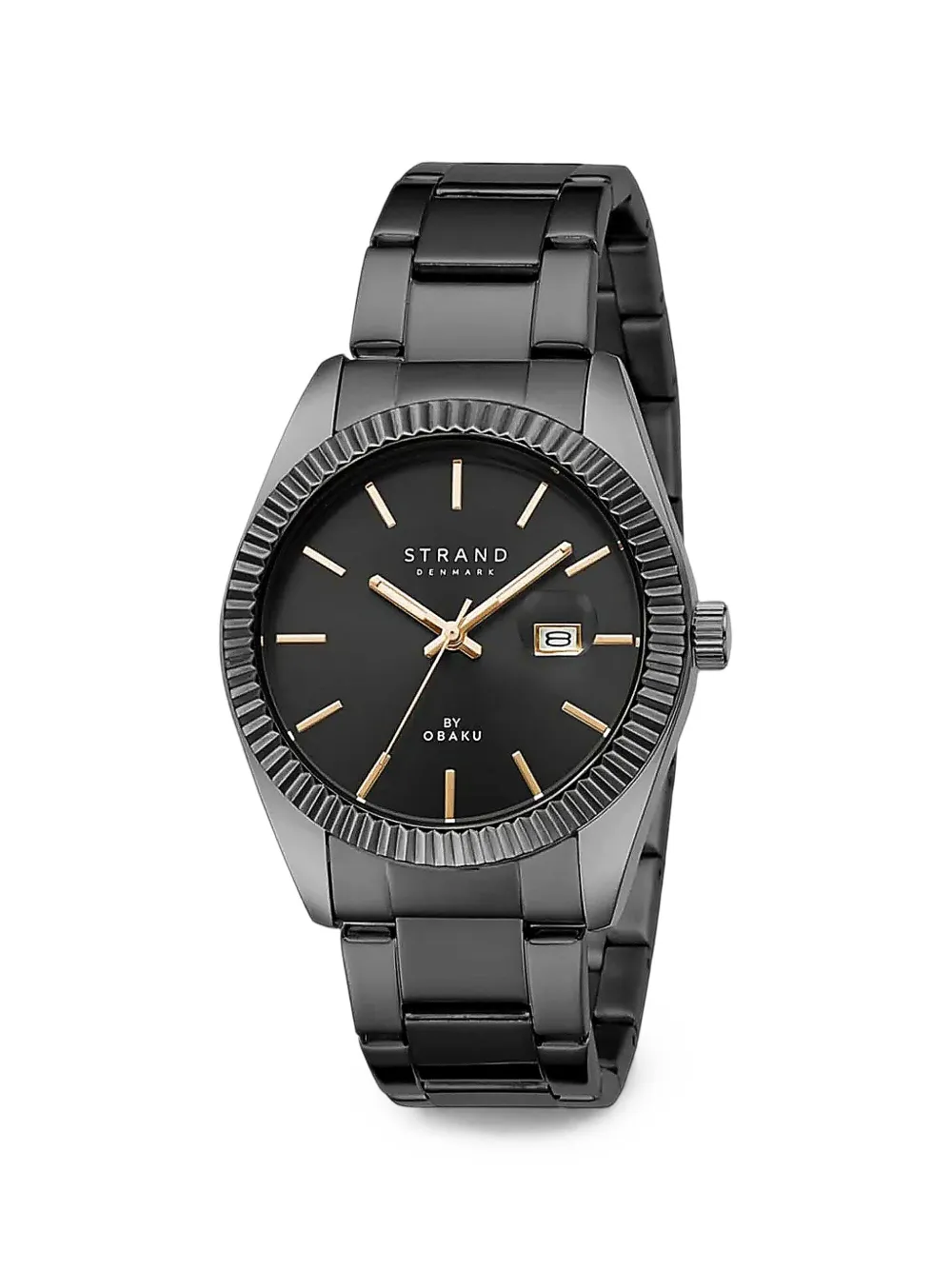 Obaku Wellington Fluted Bezel 36mm Watch In Black