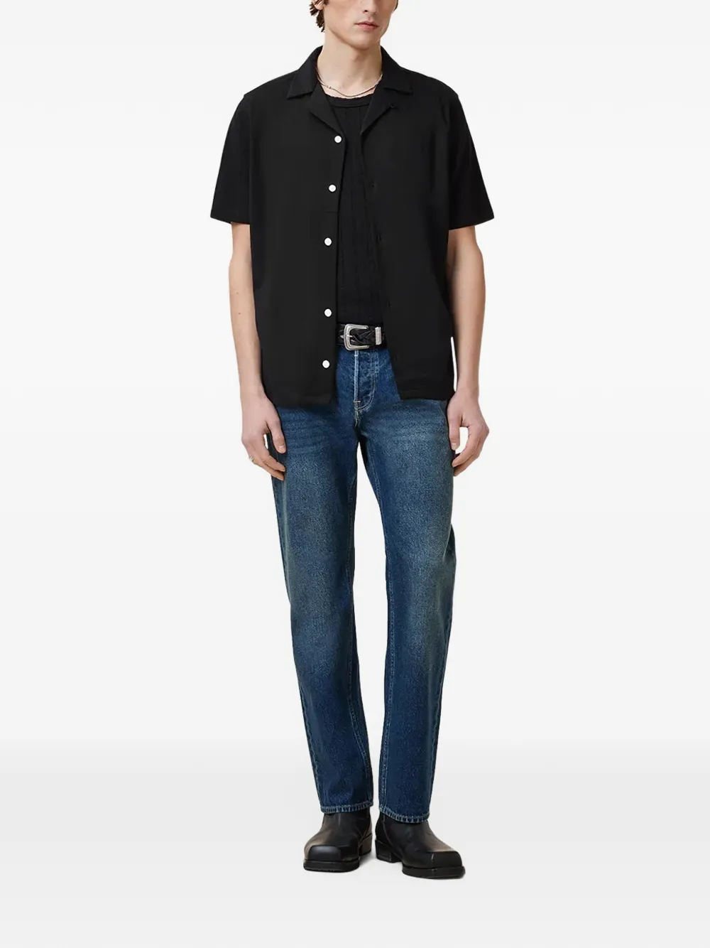 AllSaints Hudson camp-collar shirt - Nero