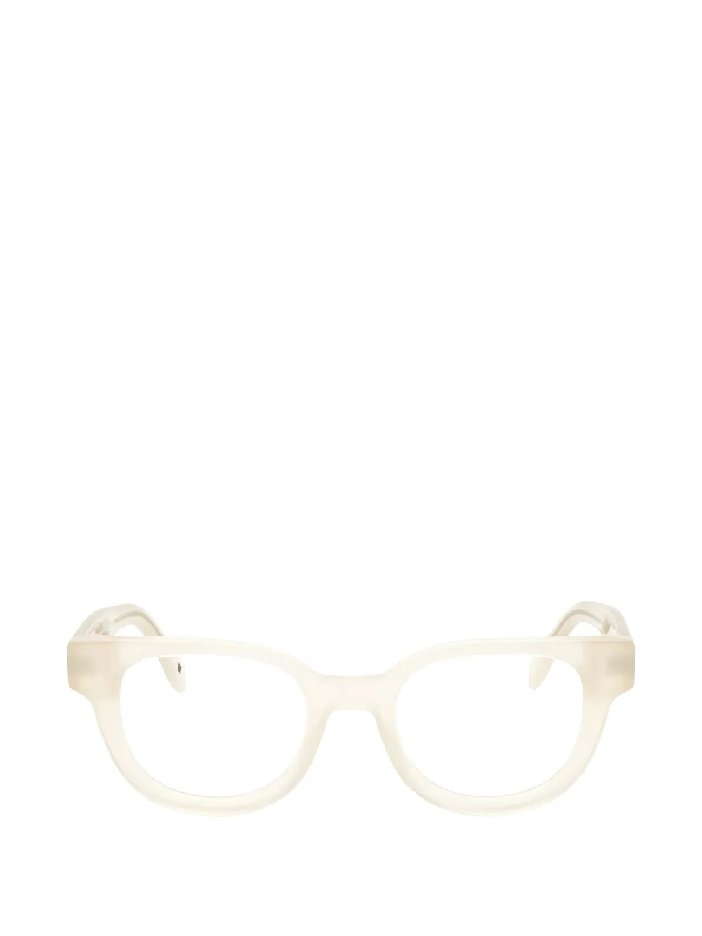 Palm Angels Eyewear Round-frame Logo-plaque Glasses In Neutral