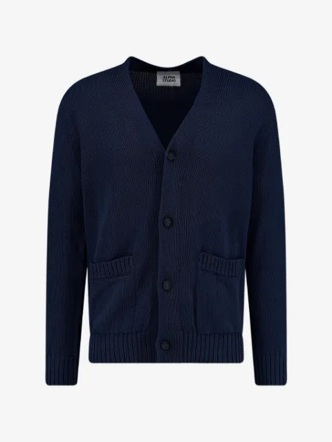 ALPHA STUDIO ribbed-trim button-up cardigan