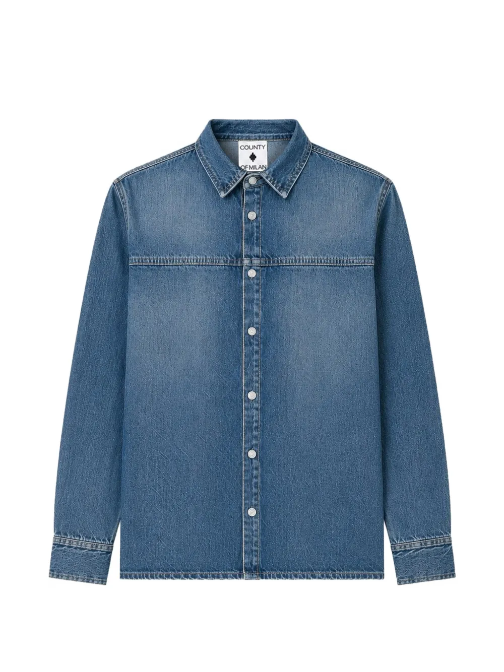 COUNTY OF MILAN Cross-print denim shirt - Blu