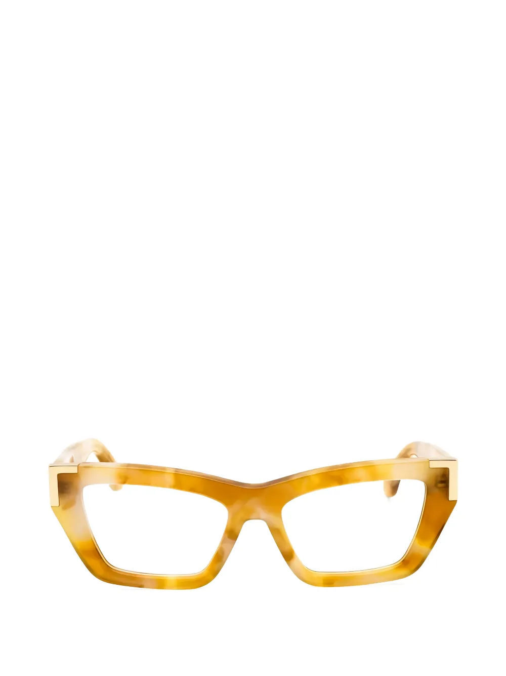 Palm Angels Eyewear Tortoiseshell-effect Cat-eye Glasses In Yellow