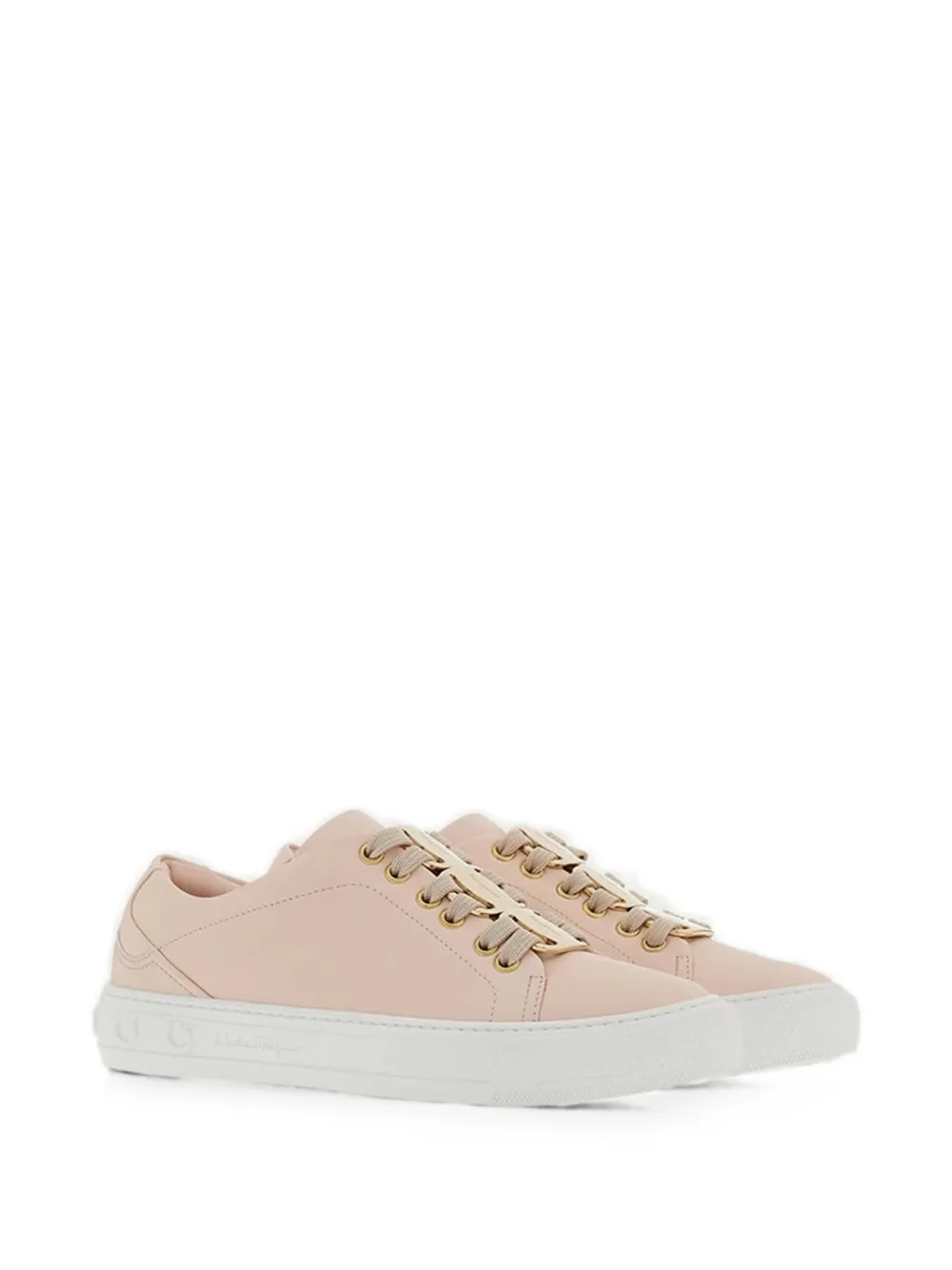 Ferragamo Gancini-plaque leather sneakers Roze