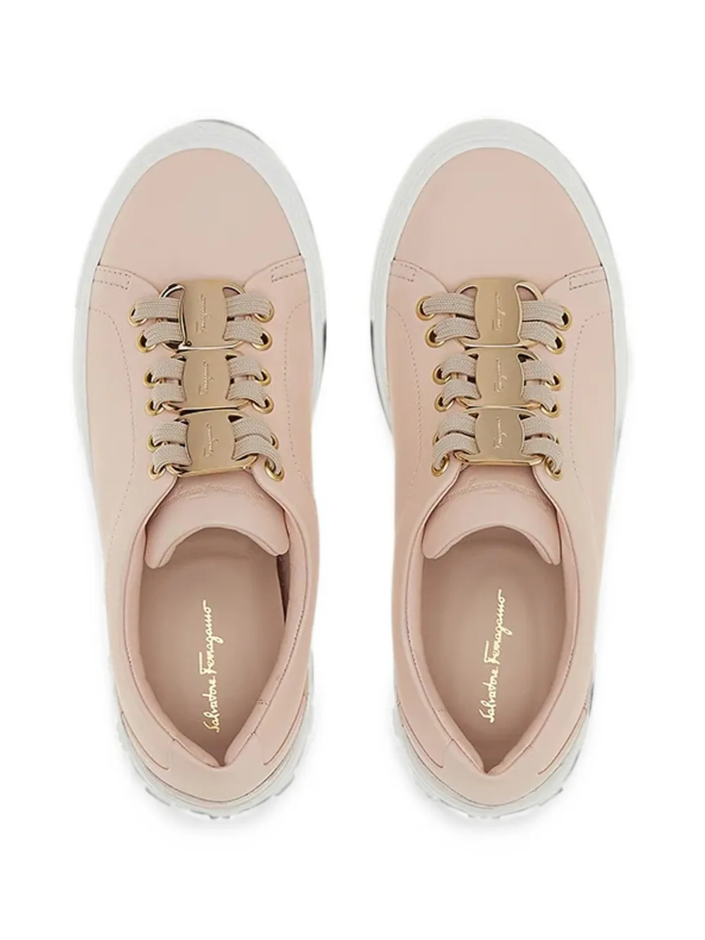 Ferragamo Gancini-plaque leather sneakers Roze