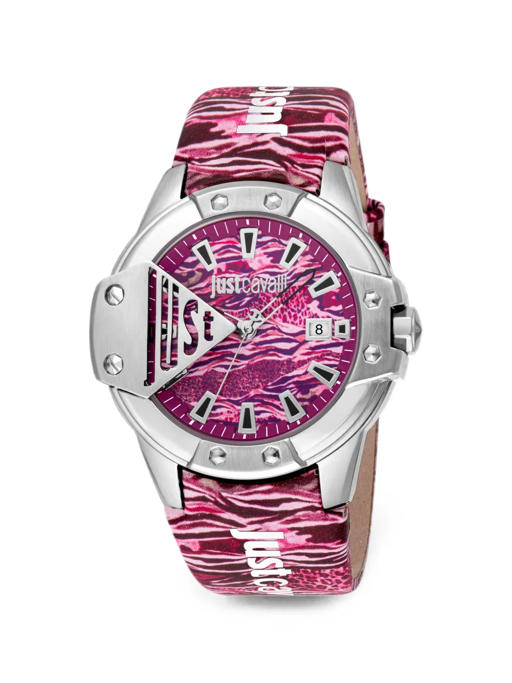 Just Cavalli Scudo animal-print 44mm watch - Rosa