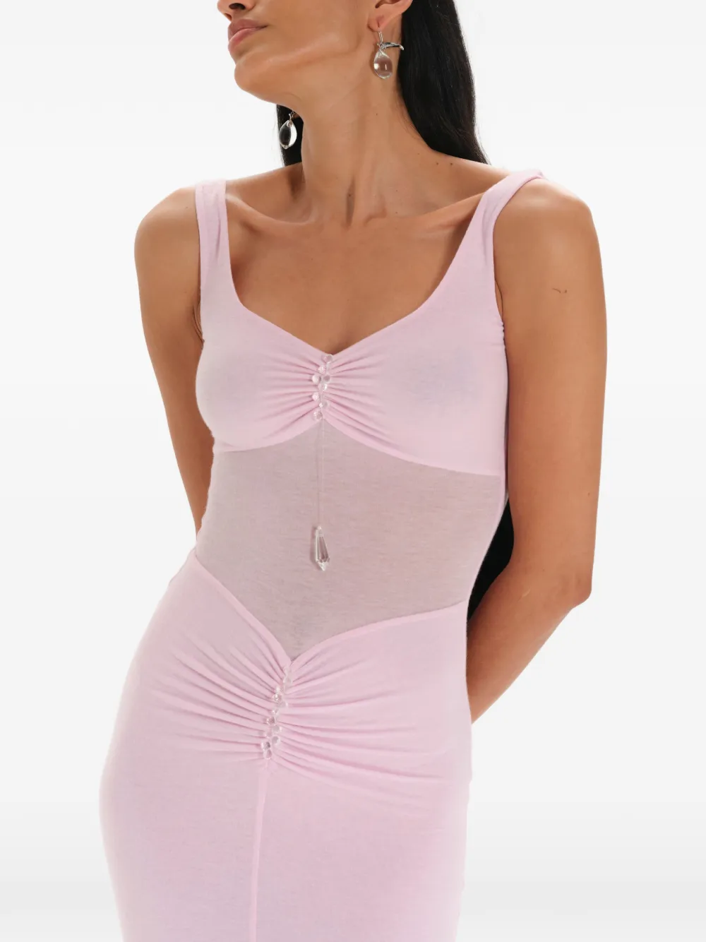 MANURÍ Kristen 2.5 maxi-jurk met kralen Roze