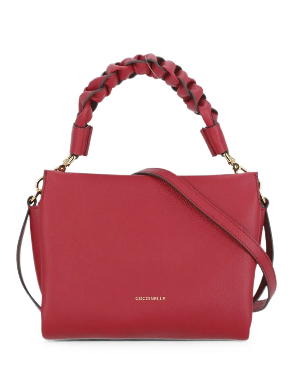 Coccinelle braided-handle pebbled shoulder bag - Rosso