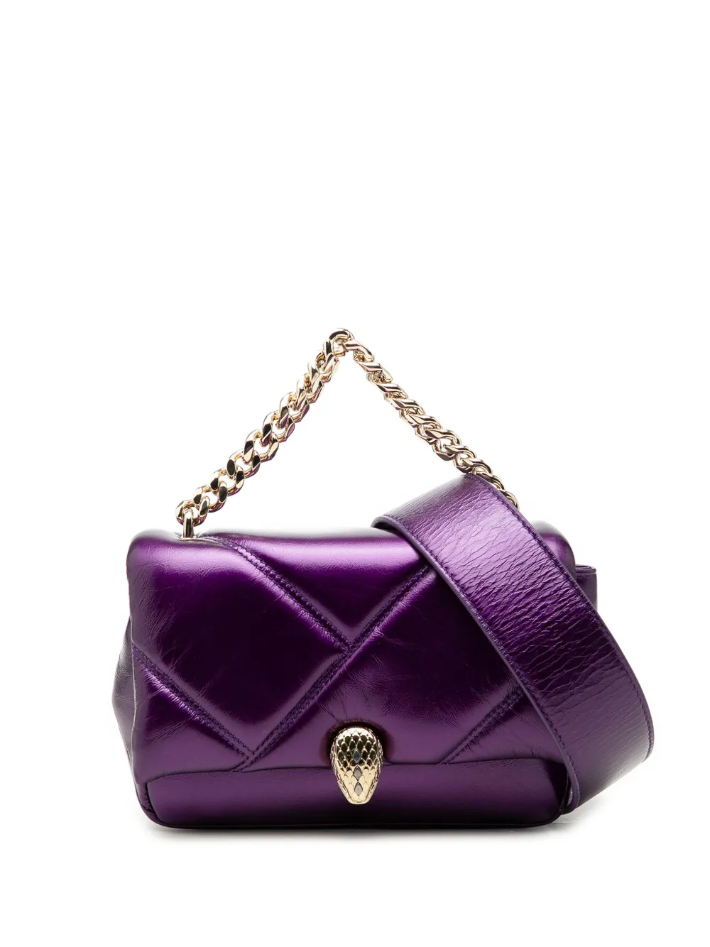 Bvlgari Pre-Owned 2010-2026 Mini Metallic Leather Maxi Serpenti Cabochon satchel - Purple