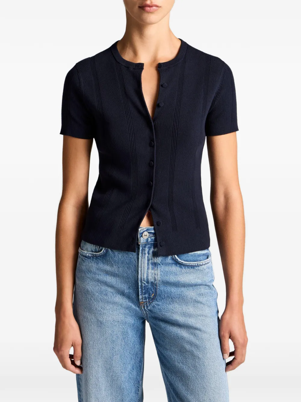 Vince ribbed short-sleeve cardigan - Blu
