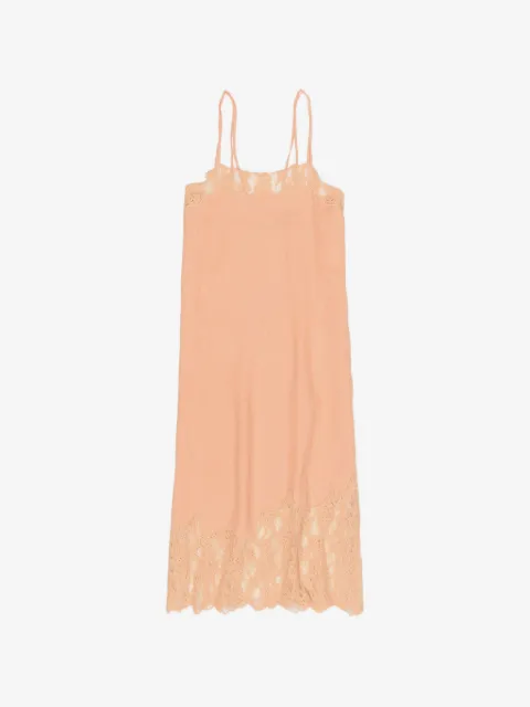 BIMBA Y LOLA  orange washed linen lace midi dress