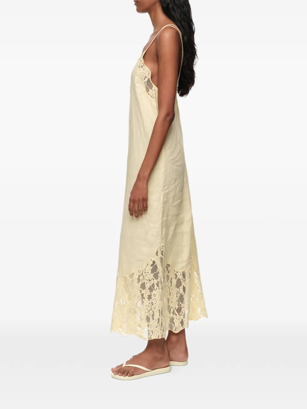 BIMBA Y LOLA Linnen jurk met V-hals en verwassen effect Geel