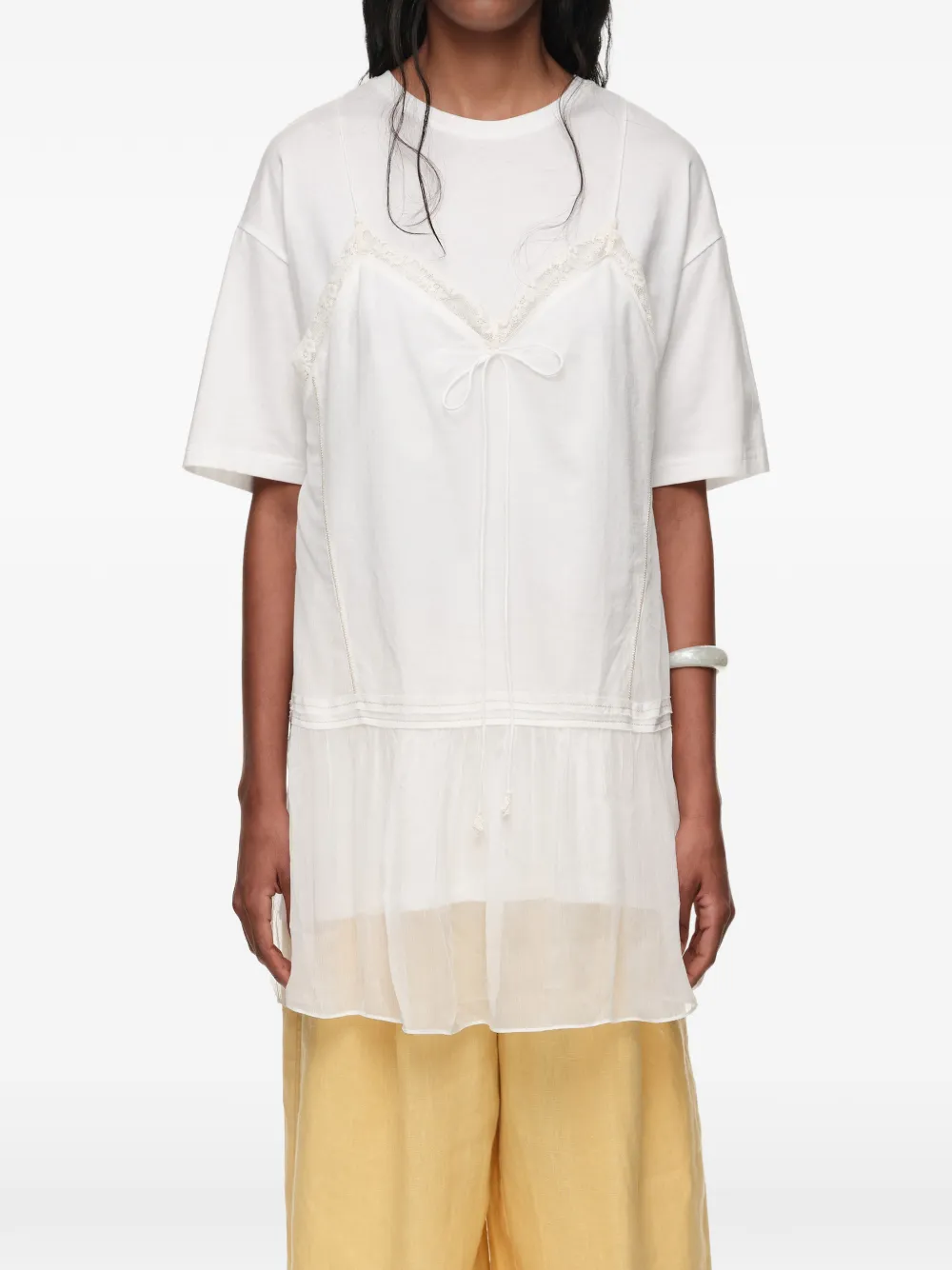 Bimba y Lola T-Shirt im Layering-Look aus Elfenbein - Weiß