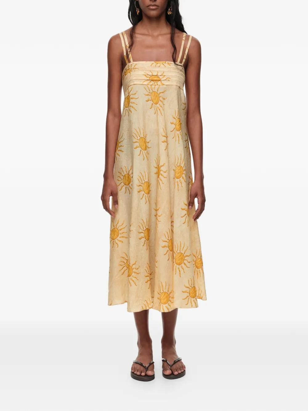 BIMBA Y LOLA Bimba by the South geplooide jurk met A-lijn Beige