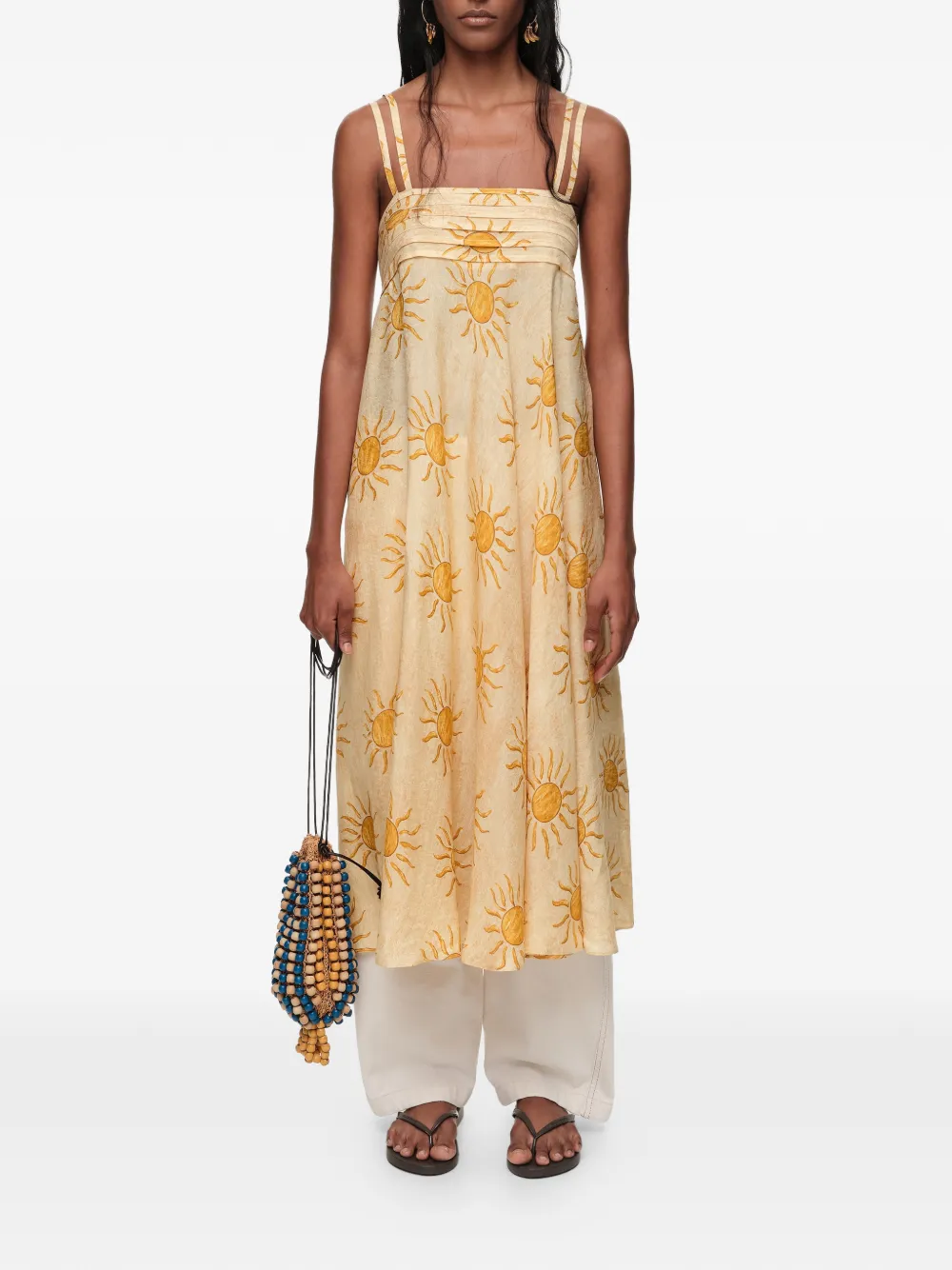 BIMBA Y LOLA Bimba by the South geplooide jurk met A-lijn Beige