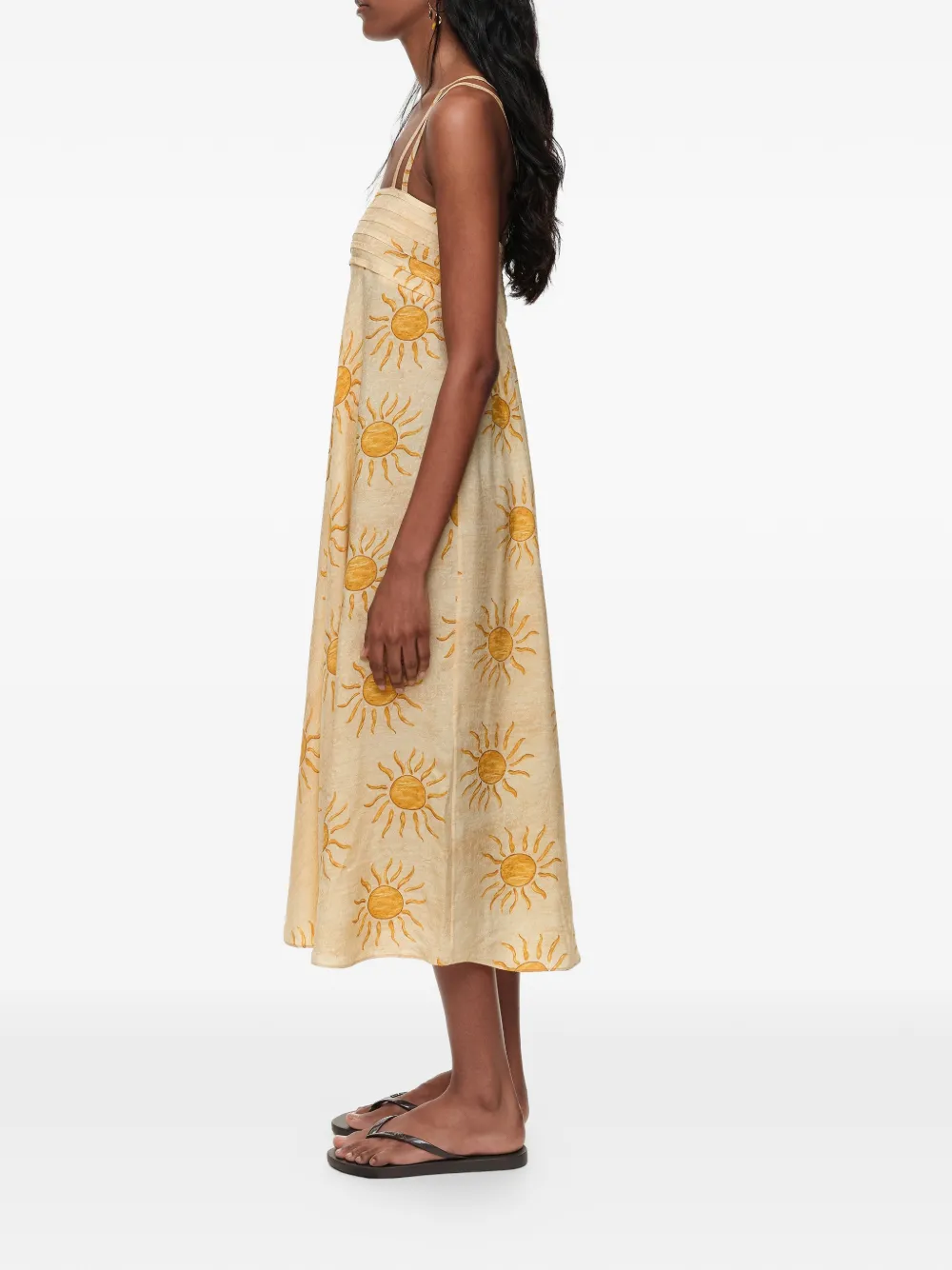 BIMBA Y LOLA Bimba by the South geplooide jurk met A-lijn Beige