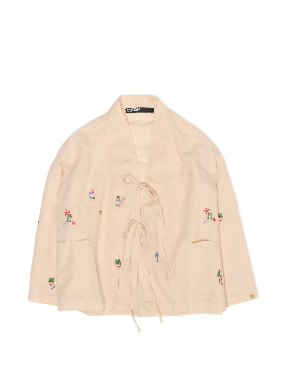 BIMBA Y LOLA sand mini embroidered kimono jacket