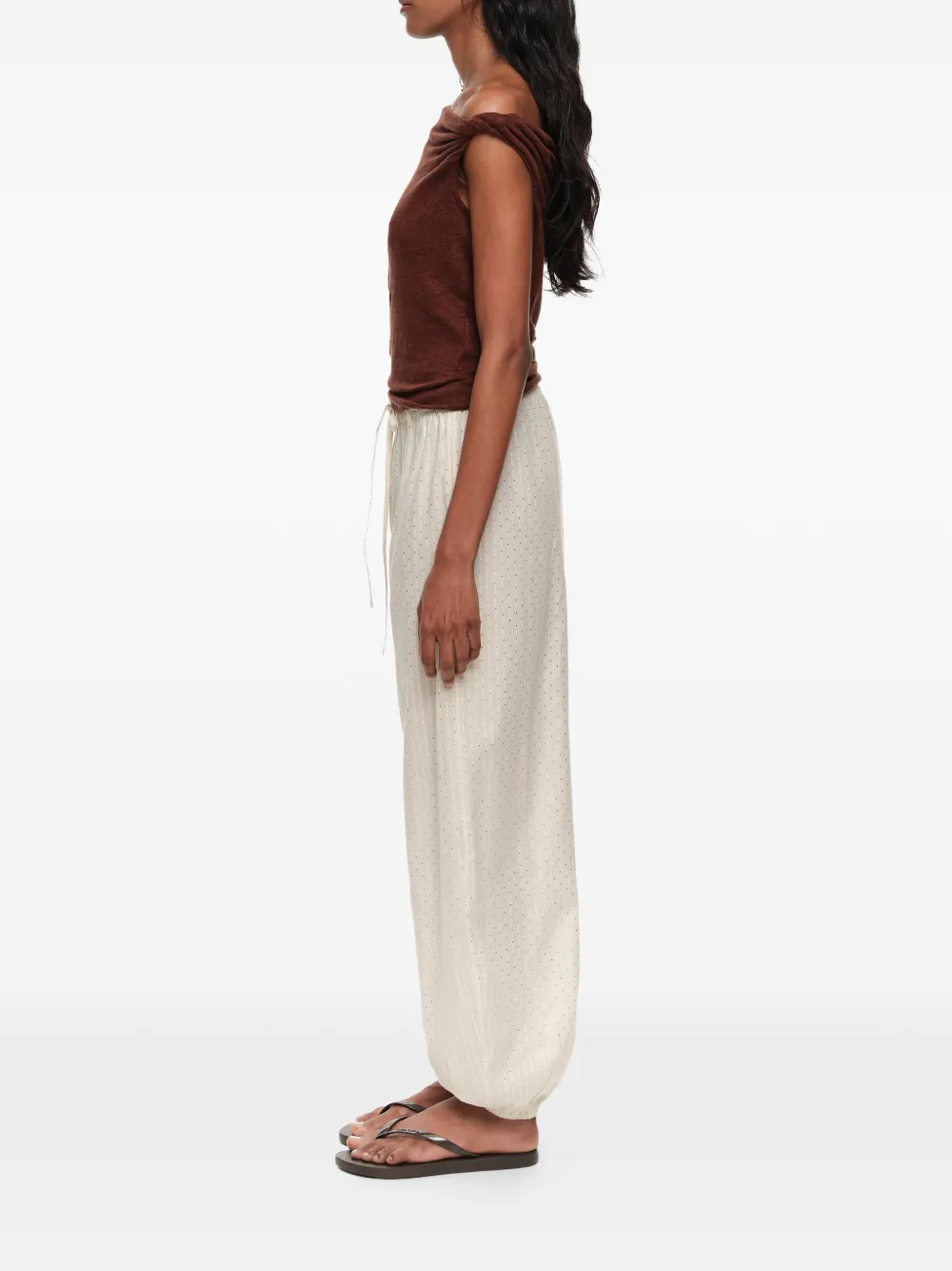 BIMBA Y LOLA Linnen top met geknoopte hals Bruin