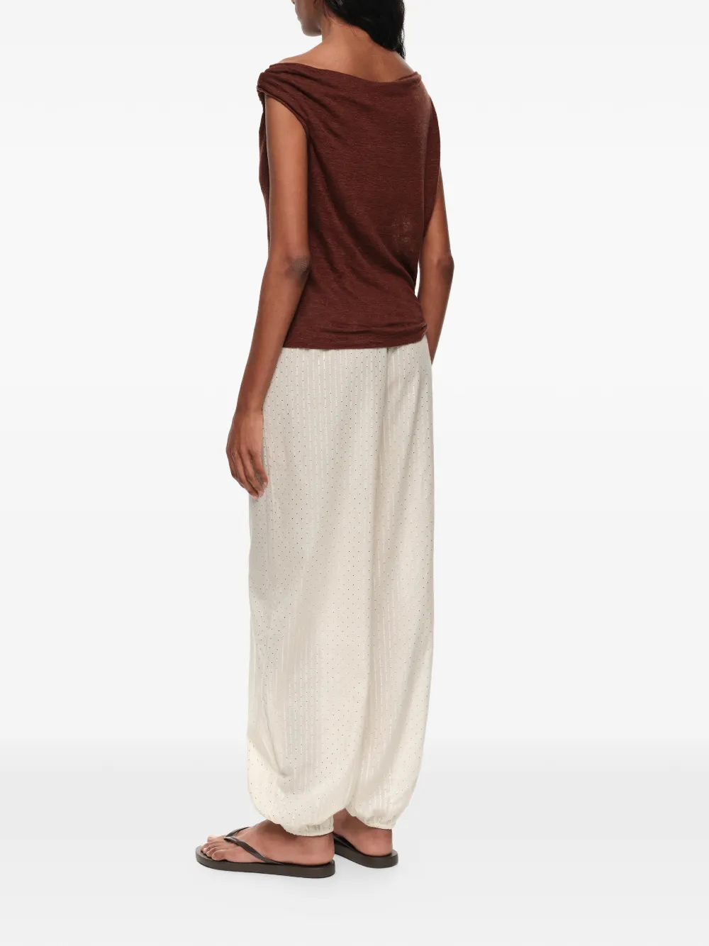 BIMBA Y LOLA Linnen top met geknoopte hals Bruin