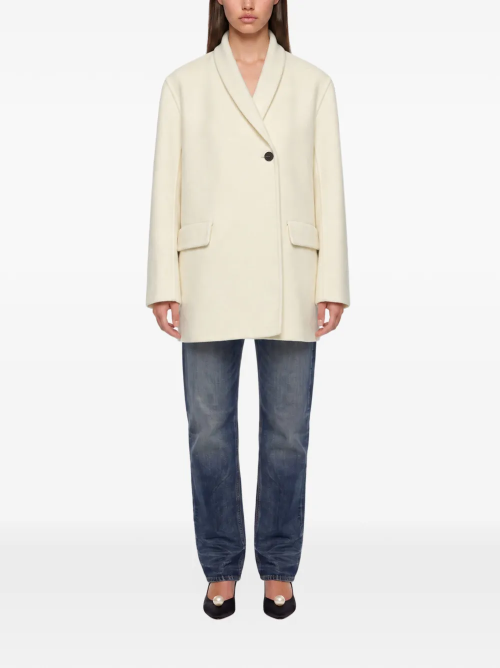 Antonelli shawl-lapel single-breasted coat Beige
