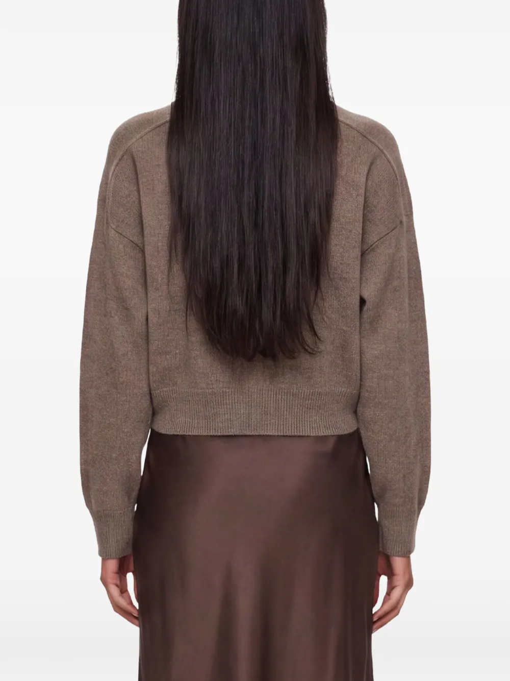 LouLou de Saison Anzor Lds cropped trui met V-hals Bruin