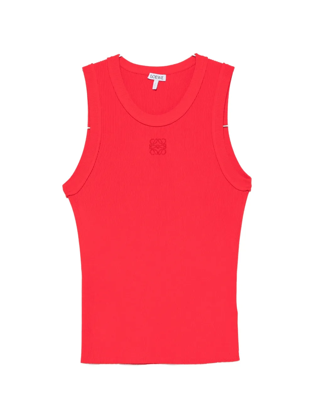 Loewe Anagram-embroidered Ribbed Tank Top In Red