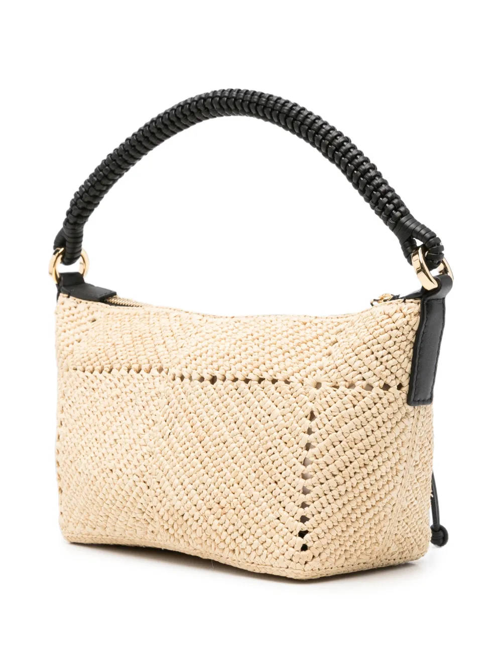 LOEWE Cala mini-tas van klassiek kalfsleer en raffia Beige