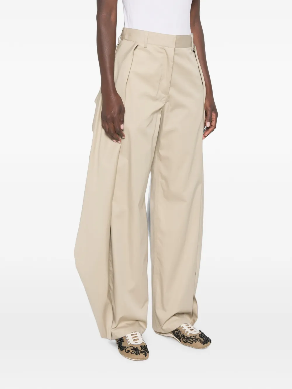 LOEWE Gedrapeerde broek met wijde pijpen Beige