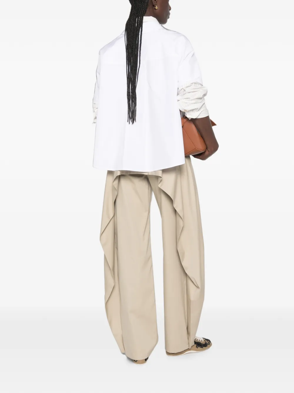 LOEWE Gedrapeerde broek met wijde pijpen Beige