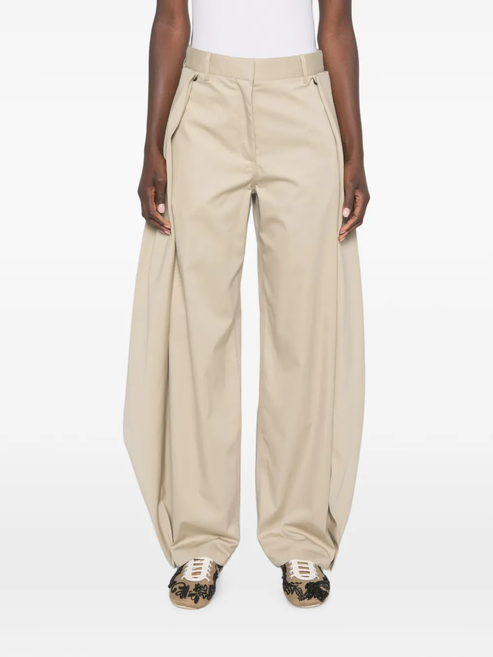 LOEWE Gedrapeerde broek met wijde pijpen Beige