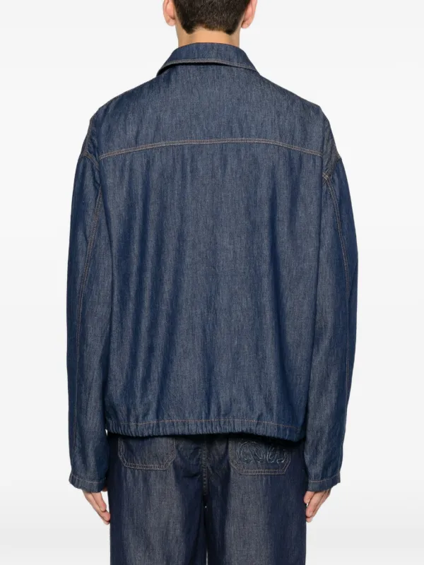 LOEWE Anagram-patch zip-fastening Jacket | Blue | FARFETCH