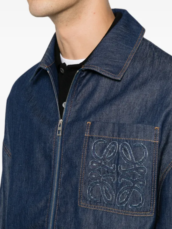 LOEWE ロゴ入りジャケット LOEWE Anagram-patch zip-fastening Jacket | Blue | FARFETCH
