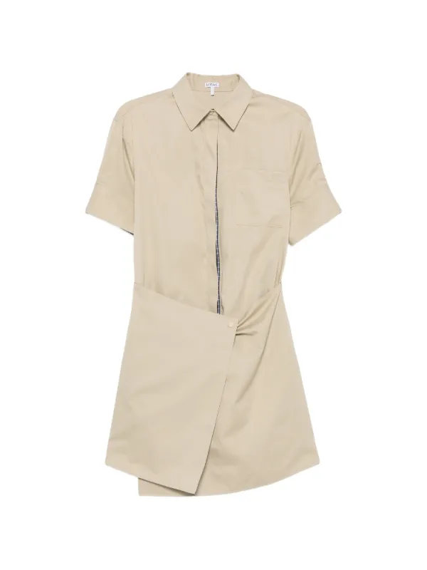 Loewe Dress in Cotton and Silk in Neutrals