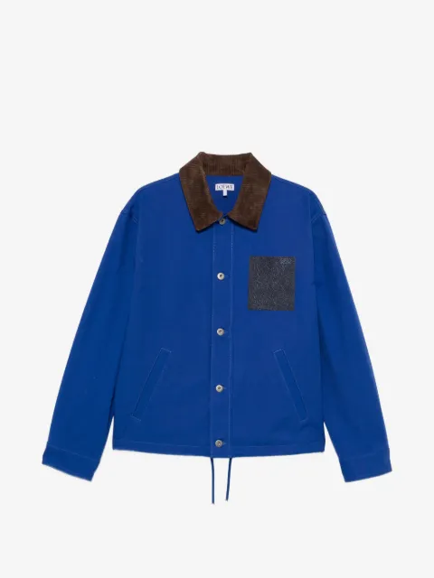 LOEWE corduroy-collar Anagram-patch jacket