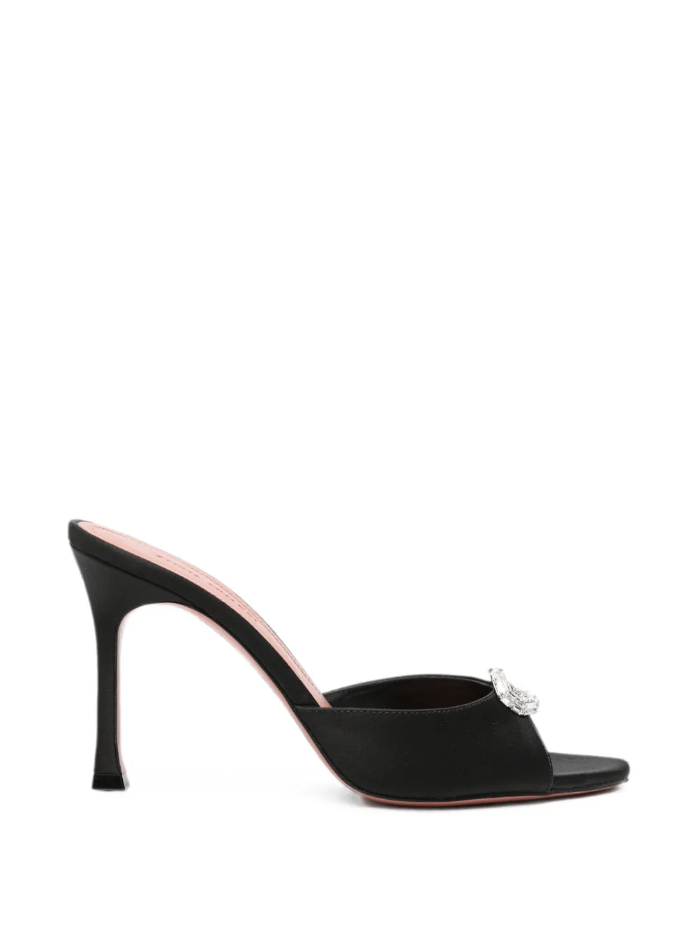Amina Muaddi Mini Camelia crystal-buckle satin sandals Zwart