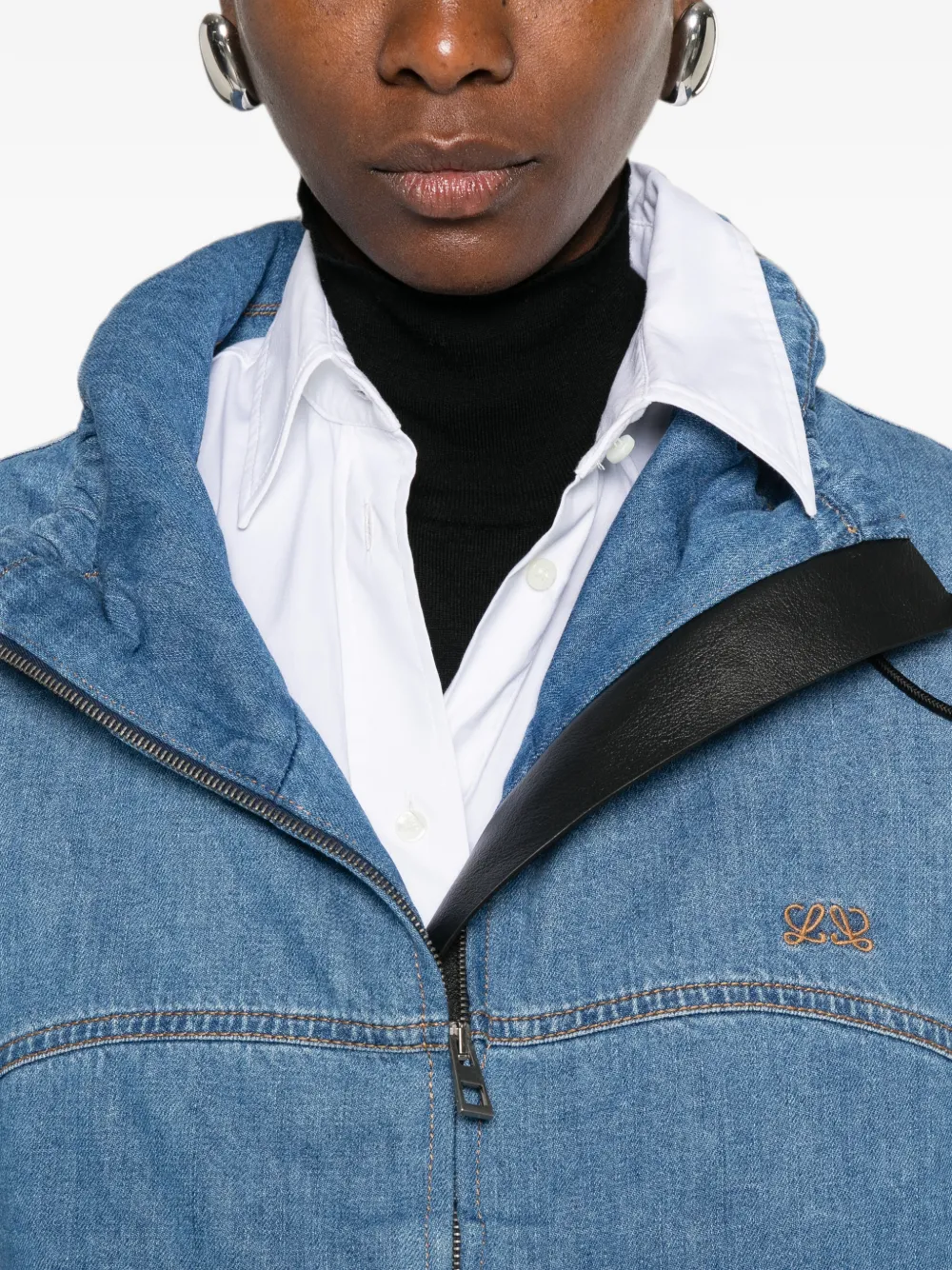 LOEWE Denim jack met Anagram-borduurwerk Blauw