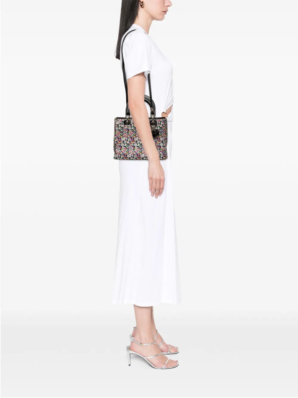  Christian Dior Pre-owned 2020 Medium Multicolor Metallic Fabric And Patent Leather Lady Dior Satchel - Negro 