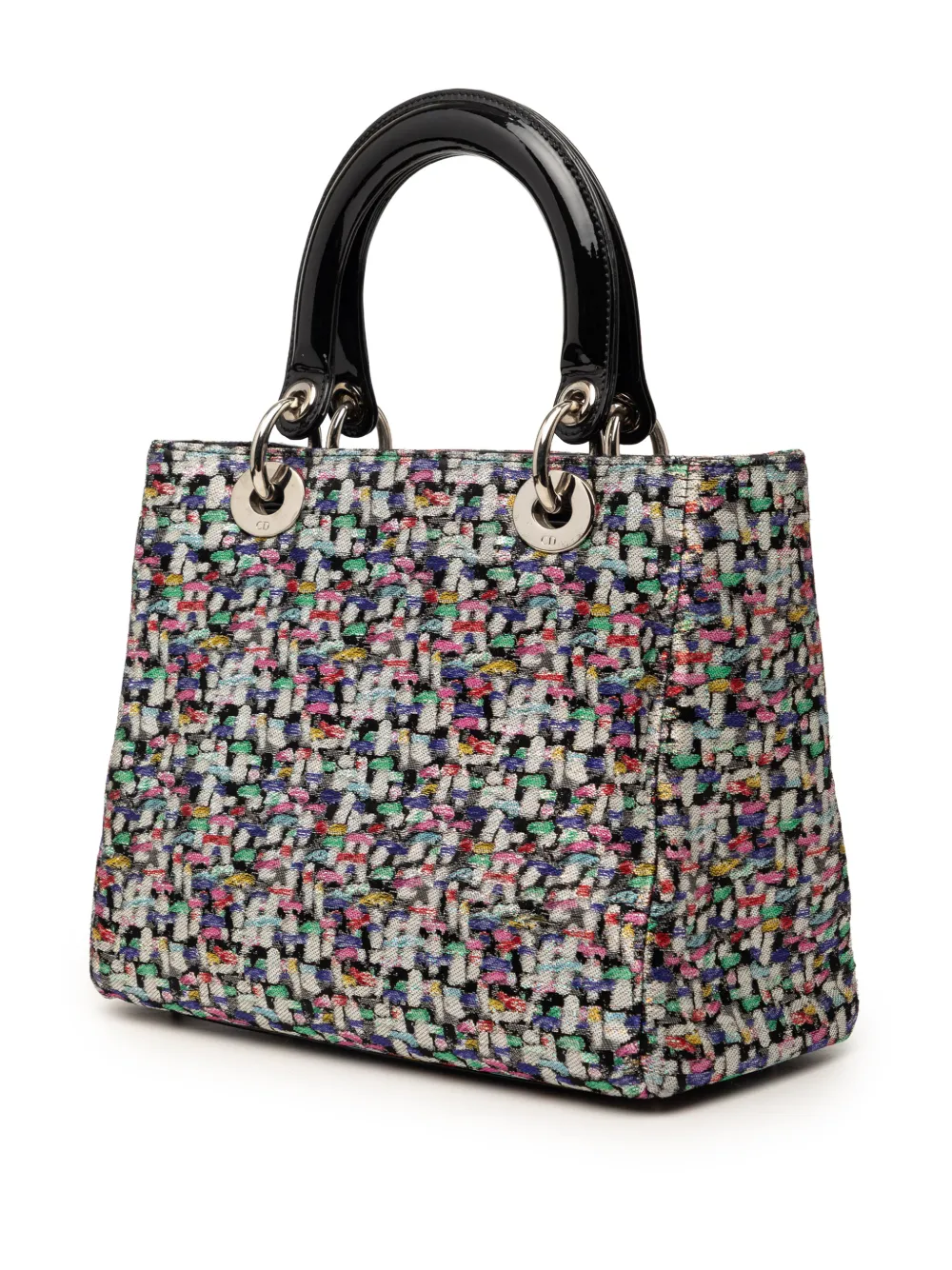  Christian Dior Pre-owned 2020 Medium Multicolor Metallic Fabric And Patent Leather Lady Dior Satchel - Negro 