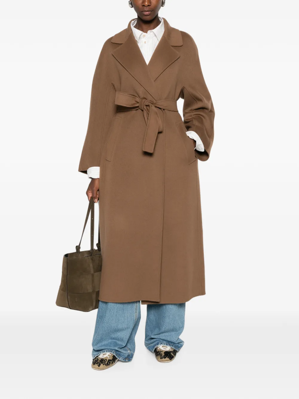 'S Max Mara Mantel met ceintuur Bruin