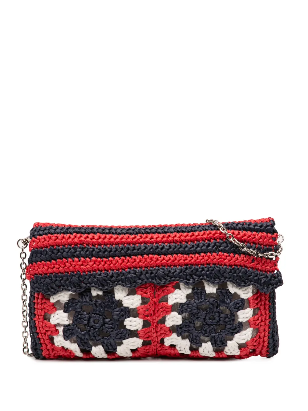 Miu Miu Pre-Owned 2009-2026 Multicolor Raffia Crochet Wallet on Chain crossbody bag - Multicolore