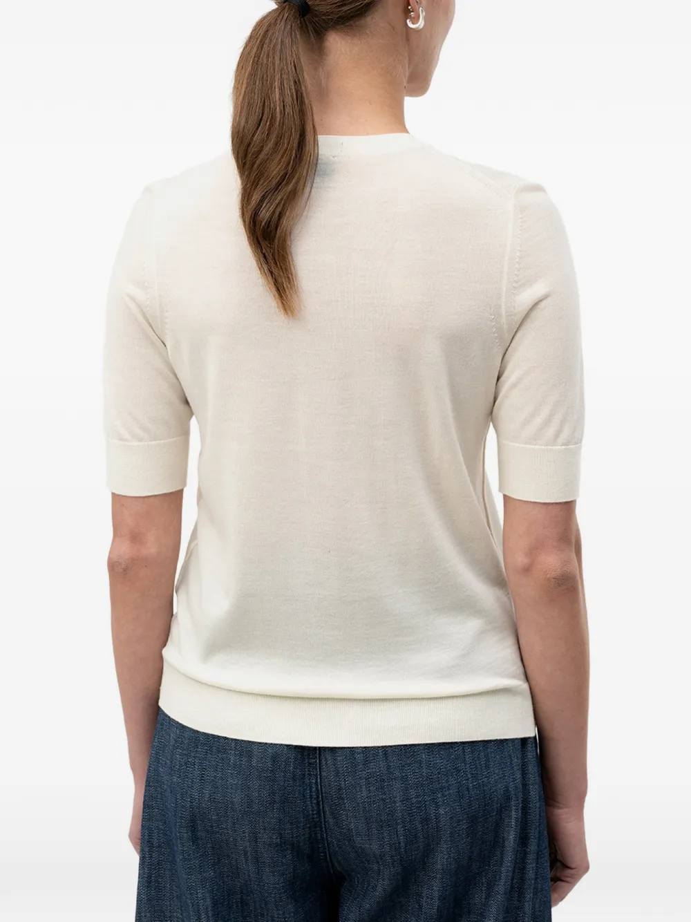 BOSS Trui met ronde hals en korte mouwen Beige