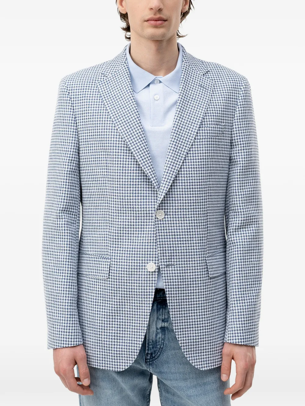  Boss Houndstooth-pattern Blazer - Blu 
