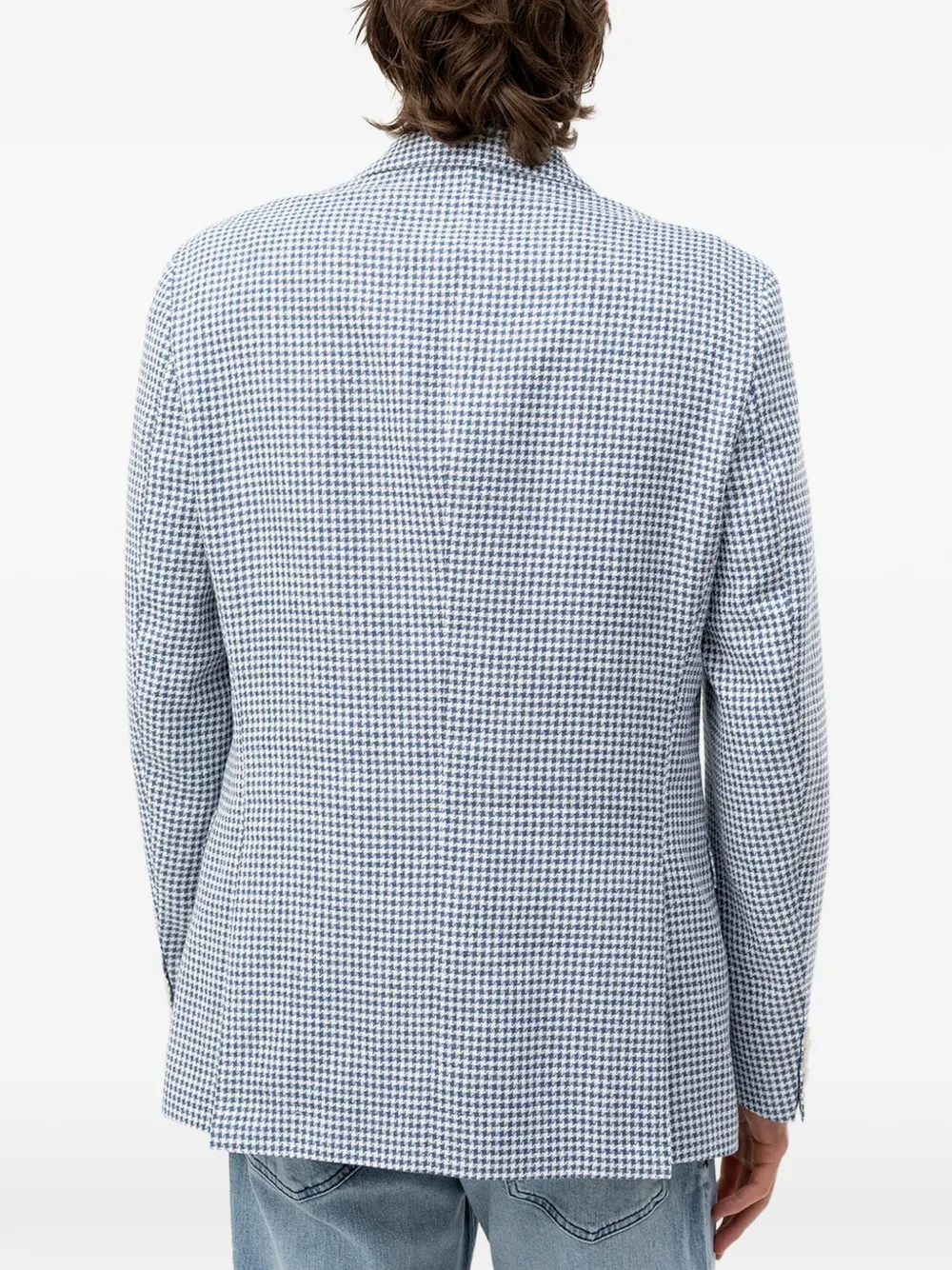 BOSS Blazer met pied-de-poule print Blauw