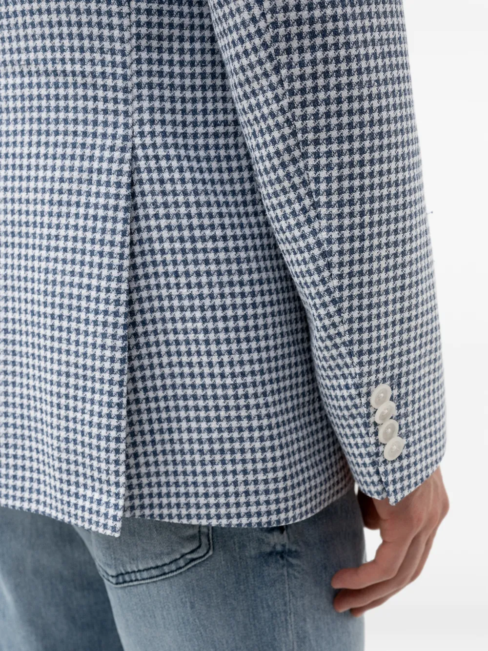 BOSS Blazer met pied-de-poule print Blauw